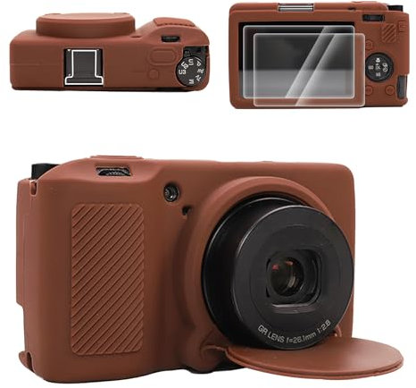 VOVMOEYA for Ricoh GRIII/GRIIIx/GR3/GR3X Silicone Case,【Case*1 Screen Protector*2 Hot Shoe Cover*1】 GR IIIx Protective Cover Camera Case for Ricoh GR III Detachable Lens Cover Lightweight-CF