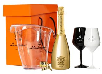 Confezione Regalo Lamborghini con Bottiglia di Spumante, Calici e Accessori