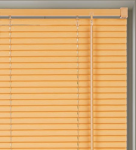 Lister Cartwright 25mm PVC Venetian Blinds Windows Blind Easy Fit Child Safety Included (Light Wood Textured, 145 cm Width x 160 cm Drop)