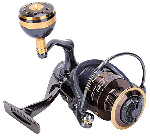 Meeres-Spinnrolle der SW-Serie, 4 + 1BB Metall-Spinnrad-Angelrolle für Fluss, See, Meer, Stausee (SW4000)
