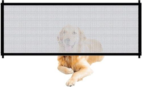Puerta mágica para Mascotas o Bebés, Barrera Seguridad Perros, Puerta de Perro, Barrera para Perro, Plegable y portátil,Ideal para Perros o Gatos,en escaleras en Interiores y Exteriores (1pc)