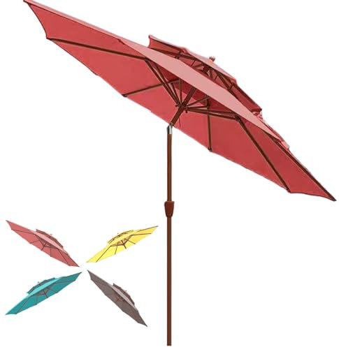 WATAOW Parasol D'extérieur Portable Anti-UV, Parasol Étanche pour Jardin, Terrasse,Balcon, Arrière-Cour, Piscine 2,7 M(Orange)