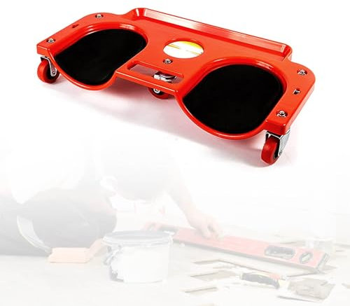 MBBTAG Rollende Knieschoner Kniebrett mit Rollen mit Werkzeugablage Werkstatt Knierollbrett Rolling Knee Pads mit 5 UniversalräDern Geeignet Für Autoreparatur/Zimmerei/Bodenbelag(Rot)