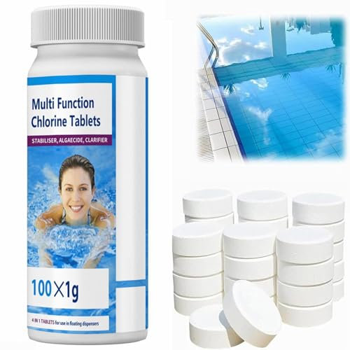 Rakiuty 100 PCS Pool Cleaning Tablets, Multifunction Compresse Effervescenti per Piscina, Swimming Pool Tablets, per Piscina, Toilette, Jacuzzi, Spa