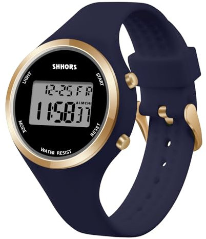 AOOSU Montre Digitale Femme, LED Montre Numérique avec Chronomètre, Chronographe de Sport Bracelet en Silicone Fonction Réveil Cadran Lumineux Facile À Lire