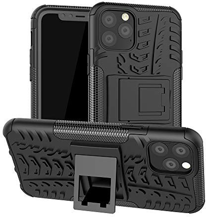 Pilaru for iPhone 11 Pro Case with 2 Screen Protectors, Military-Grade Shockproof & Anti-Slip, Dual-Layer Protection with Kickstand for iPhone 11 Pro,Black