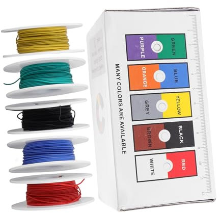 HOMSFOU 5rotoli Cavo Elettrico Isolato in Filo Elettrico in Silicone Filo Di Collegamento Morbido Per Casa Resistente Alla Temperatura Per Progetti Fai Da Te e Installazioni Elettriche