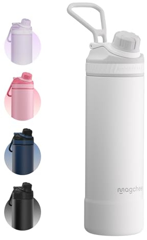 Mgacheer 750ml Insulated Metal Water Bottle with Spout Lid（White） | Vacuum-Insulated Stainless Steel,Keep Cold 24h,Wide Mouth,BPA Free,Leakproof,Dishwasher Safe,for Gym,Travel,School