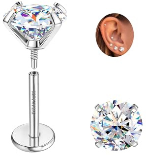 SLLAISS Moissanite Ohrringe Titan Ohrstecker Damen Medizinische 0.2-3CTW | Medizinische Ohrstecker Und Ohrringe mit Flachem Verschluss, Hypoallergen Und Nickelfrei in Gold, titan ohrringe