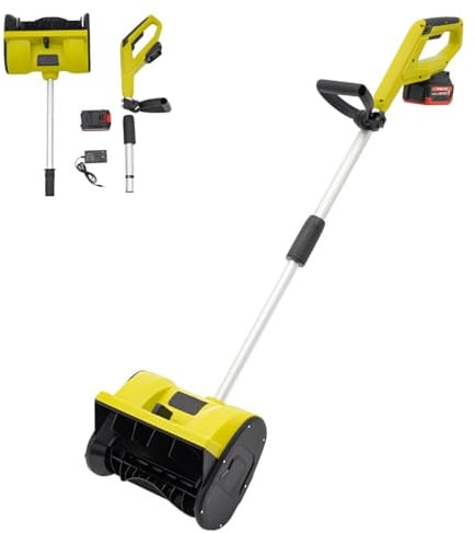 Spazzaneve elettrico a batteria, con batteria e caricabatterie, larghezza di lavoro 32 cm, distanza di lancio 8 m, altezza massima della neve 16 cm, regolatore, 2200 giri/min (verde)
