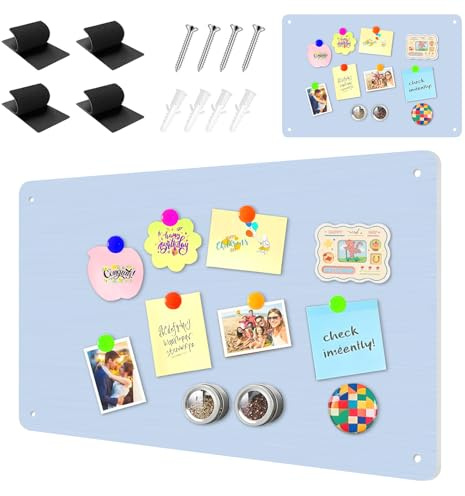 LUPATDY Pizarra Magnetica Azul 43 x 30 cm, Tablero de Anuncios Magnético, Pizarra Magnetica Nevera, Metal Panel Magnético para Imanes, para Cocina, Oficina, Frigorífico