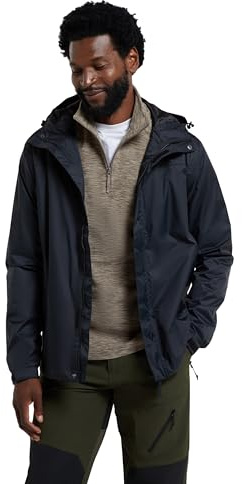 Mountain Warehouse Torrent Jacke für Herren - Wasserfeste Regenjacke, leichter Mantel mit versiegelten Nähten, Freizeitjacke - Frühling, Sommer Schwarz XX-Small
