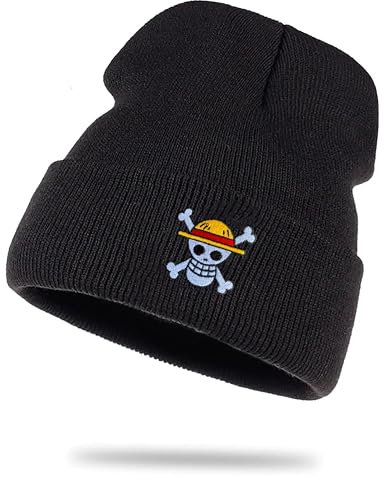 Chapeau tricoté à Volants Monkey D.Un Chapeau de Laine Chapeau d'hiver Roll Cap Bonnet Marin Unisexe pièce, Tasse:Noir