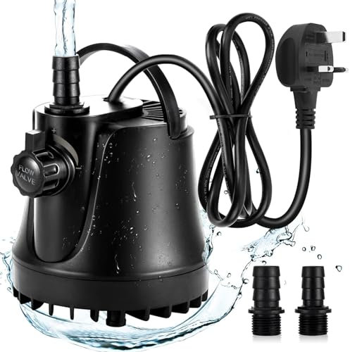 AQQA Submersible Water Pump,1000L/H Ultra Quiet Aquarium Water Pump,4.9Ft High Lift Fish Tank Fountain Pond with 5.9Ft Power Cord and Adjustable Switch for Fish Tank, Pond, Hydroponics