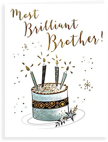 Piccadilly Greetings Koko Designs K70034 Geburtstagskarte für Bruder, 20,3 x 15,2 cm, Grau, Gelb, Weiß, Braun