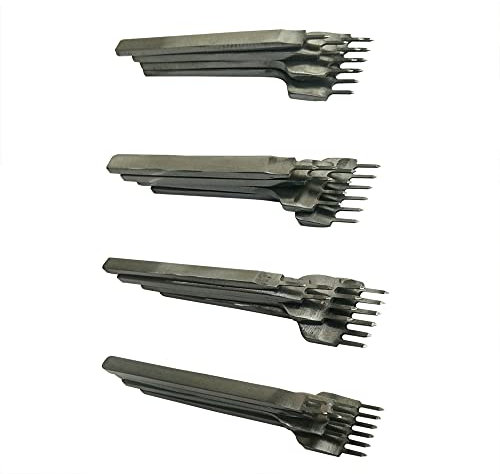 Lotatheta 1+2+4+6 Prong Graving Leather Craft Tools Hole Lacing Punch Chisel DIY Stitching Tool Set 3,4,5,6 MM (5 mm)