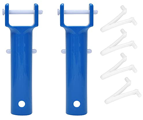 MEETOOT 2 unids color azul vacío piscina cepillo mango universal piezas de repuesto con V clips y pasadores para piscina Spa vacío