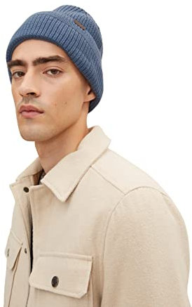 TOM TAILOR Herren Beanie Mütze 1032846, 30278 - China Blue Melange, ONESIZE