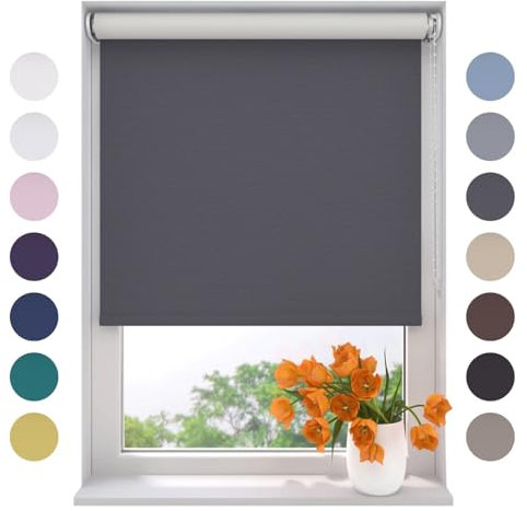Radeco® Verdunkelungsrollo 120 x 190 cm grau, Größen von 40 bis 240 Breite, ohne Bohren möglich, Rollo wandmontage, Rollo 120 cm breit, Fenster rollos für innen, rollos für Fenster