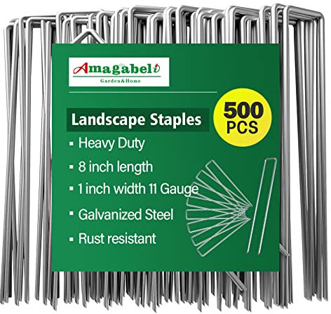 :Amagabeli Garden Home 500 Grapas de Sujeción Galvanizadas para Jardín Ø 3mm - 200 MM - Forma de U para el Jardín Elaboradas de Acero Carbonizado y Fijación de la Tela Anti Malezas