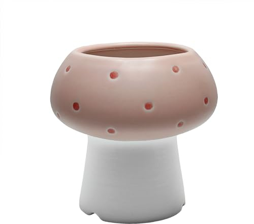 MaoYaMao Mushroom Pencil Holder for Desk Cute Pen Holder Decoration Accessories Ceramic Pencil Cup Mushroom Decor Succulent Plant Pot Office School Gift (Pink)
