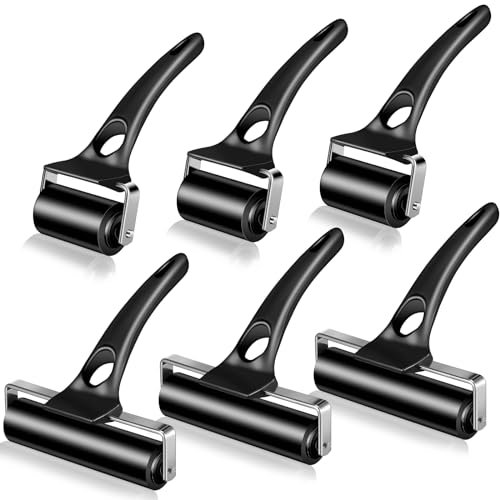 Frienda Gummiwalze, schwarze Gummiwalzen, Tintenroller zum Kleben, Drucken, Tintenblock, Papier, Basteln, Druckherstellung, Tapeten, Stempeln, Sammelalben, 6 Stück (5,1 cm, 11,9 cm)