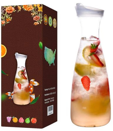 Kunststoff-Krug mit Deckel, Krüge für Getränke, Saft, Krug, Flaschen, Karaffen für Mimosen, Bar, Zubehör, Nachttisch, Wasserflaschen, Krug Karaffe mit Deckel, Saftbehälter mit Deckel,