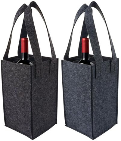 Kellegour 2 Stück Flaschentasche mit 4 Fächer,Wiederverwendbare Flaschenträger Filz,Weinflasche Tasche,Weinflaschentasche Filz für Wein,Whiskyflaschen,Bier,Mineralwasser