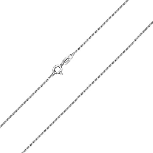 Ataria Halskette Damen & Herren Sterling Silber 925 rhodiniert 60cm, 1,1mm, gewicht 2,9g- Silber Kordelkette mit Rhodium Beschichtung