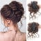 Haarteile Dutt mit Klammer, Echthaar Pferdeschwanz Haarteil für Frauen, Hellbraun Für Hochzeit, Abendmode and Alltagsstyling