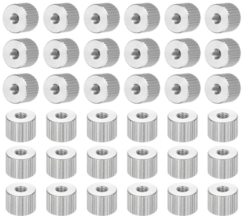 PATIKIL M3 Knurled Thumb Nuts, 50pcs Nickel Plated Female Thread Type Flat Head Through Hole Round Hand Tighten Knob Fasteners Screw Cap Adjust Lock Position, D8mm x H6mm