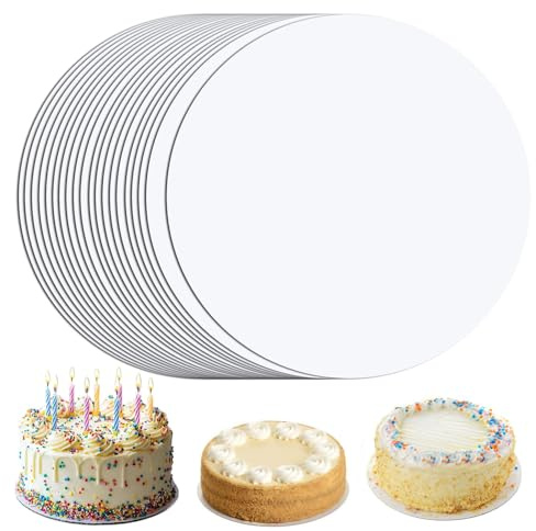 Atliberswo Lot de 20 planches à gâteau, rondes, 30 cm, blanches, en carton, pour gâteaux, desserts, mariage, anniversaire et fête