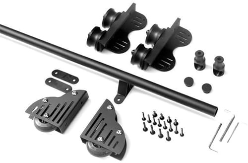 Wujgbnhg Sliding Rail Track Hardware Kit,Rolling Library Ladder Hanging Track 5ft,Sliding Hardware Rustic,for Home/Indoor/Loft/Library,with Floor 3m(10ft) track kit