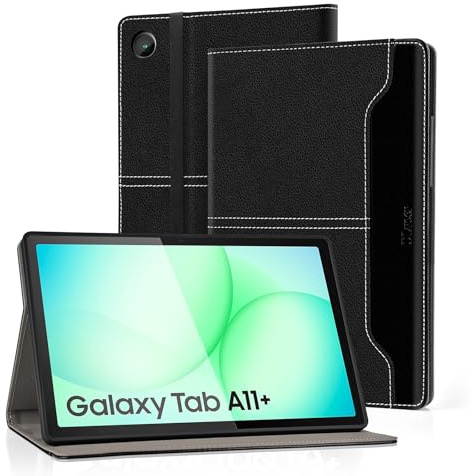 DLveer Coque pour Samsung Galaxy Tab A11Plus 2025/A9 Plus 11 2023, Étui pour Samsung Galaxy Tablette, eille Automatique, Housse en Cuir PU Multi-Angles avec Poche, Noir