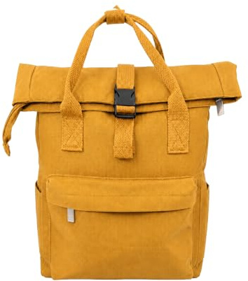 Water Resistant Roll Top Laptop Backpack for Women Medium Capacity Travel Backpack Casual School College Work Commuter Daypack Lightweight Durable Bookbag with Multiple Pockets (Yellow, Medium)