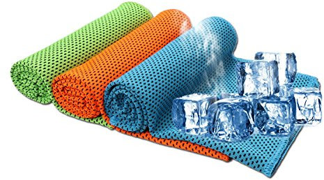 SHISHUO Kühlendes Handtuch – 3 Pack Ice Cold Instant Relief Quick Dry Schweiß Handtuch für Sport 85 x 30 cm (grün, orange, blau)
