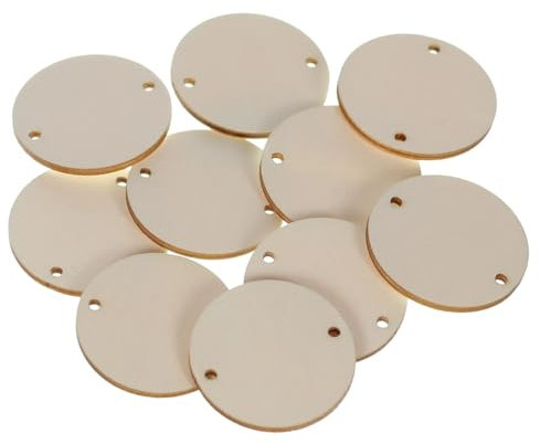 Holz Scheiben Kreise mit 2 Löchern - 1-60cm Streudeko Basteln Deko Tischdeko, Durchmesser:Ø 8cm, Pack mit:50 Stück