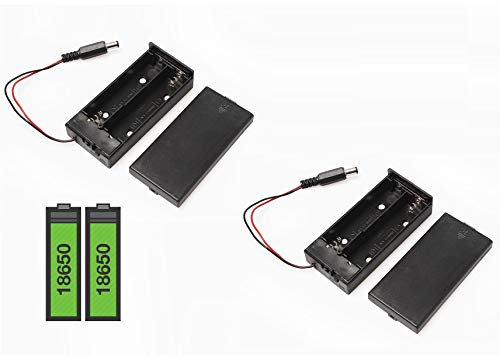 18650 Twin Battery Holder Box With DC Plug ON/OFF Switch 2x18650 Lithium Battery holder Case by HAYATEC (2 Boxes, With ON/OFF Switch)
