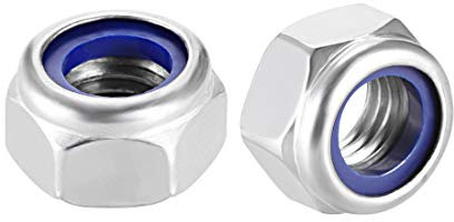 sourcing map Hex Lock Nuts - M14 x 2mm Stainless Steel Nylon Insert Self-Locking Nuts for Fasteners, 2Pcs Silver Tone