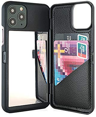 W7ETBEN iPhone 11 Pro Case,Hidden Back Mirror Wallet Case with Stand Feature and Card Holder for Apple iPhone 11 Pro (2019) 5.8 inch (Black)
