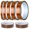 Youmile 5 Rollen Hochtemperaturband Hitzebeständiges Polyimidband 3/6 / 8/12 / 15 mm x 33 m (108 ft) Wärmeleitband zum Löten, Wärmeübertragung mit 2 Rollen 15 mm x 10 m (33 ft) Teflonband