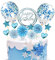 Tortendeko Geburtstag Blau, Happy Birthday Kuchendeko Kuchen Topper, Sterne Liebe Papierfächer Cupcake Topper, Glitter Torte Deko für Mädchen Junge Frauen Mann Kinder Geburtstag Taufe Party