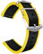Militär Canvas Seat Belt Nylon Uhrenarmband für Männer Frauen mit Schnellverschluss Edelstahl Silberne Schnalle, Schwarz/Gelb, 22mm