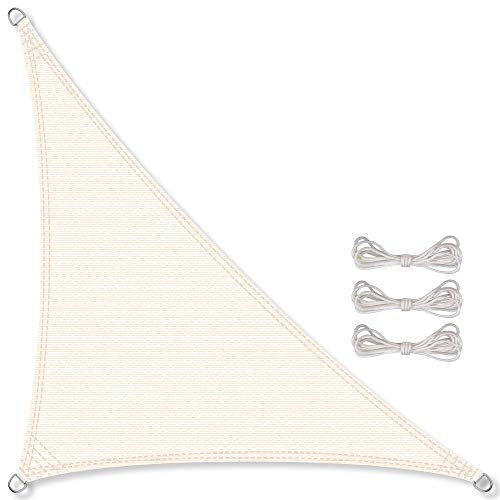 CelinaSun Sonnensegel inkl Befestigungsseile HDPE Basic Dreieck rechtwinklig 3,2 x 3,2 x 4,5 m cremeweiß Sonnenschutz atmungsaktiv