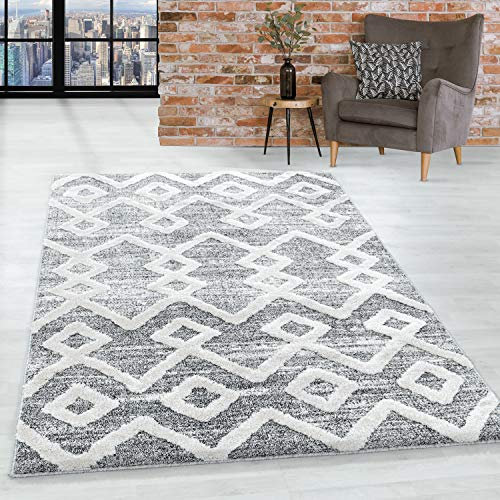 Teppich Wohnzimmer Hochflor Shaggy Teppich Skandinavisch Design 80x250 cm Läufer Flur Teppich Grau - Teppich für Schlafzimmer Esszimmer Küche Boho Teppich Weich Flauschig Pflegeleicht Küchenläufer