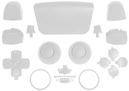 WPS Coque de rechange pour manette PS5 Playstation Dpad R1 L1 avec anneaux d'accentuation Blanc
