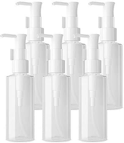 TIANZD 6 Pièces Ovales Transparent Flacon Vide Pet 50ml Pompe Cosmétique Bouteilles Vides Pompe Doseuse avec Clip pour Cosmétique Une Utilisation Savon Lotion Gel Huile Essentielle