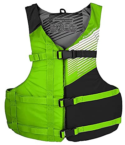 Stohlquist FIT Schwimmweste Erwachsene, US Küstenwache Zugelassen Typ III Rettungsweste, PFD für Männer und Frauen, leicht verstellbar, leicht und hoher Auftrieb (Grün/Schwarz, Universalgröße)