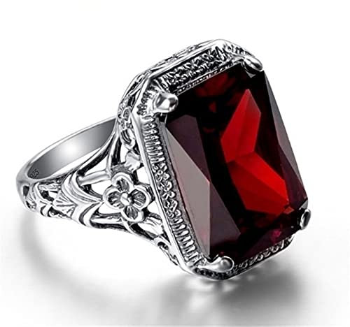 HCMA Thai Silber Simulation Bintage Rubin Ring Schmuck Für Frauen Edelstein Ring Party Jubiläum Schmuck Geschenke Größe 6-10