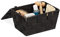 Relaxdays 4 x Aufbewahrungskorb mit Deckel, Flechtoptik, Bad Organizer, HxBxT: 10,5 x 19,5 x 14,5 cm, Kunststoff, schwarz
